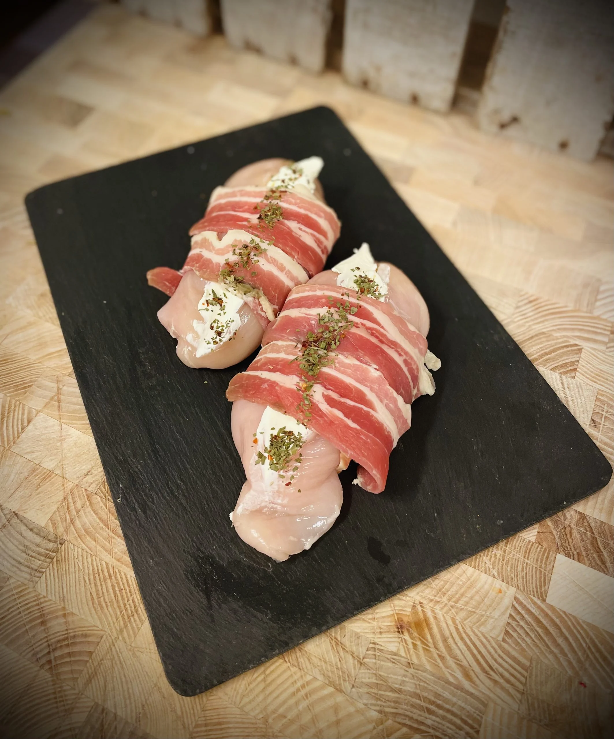 Cream cheese stuffed chicken fillets