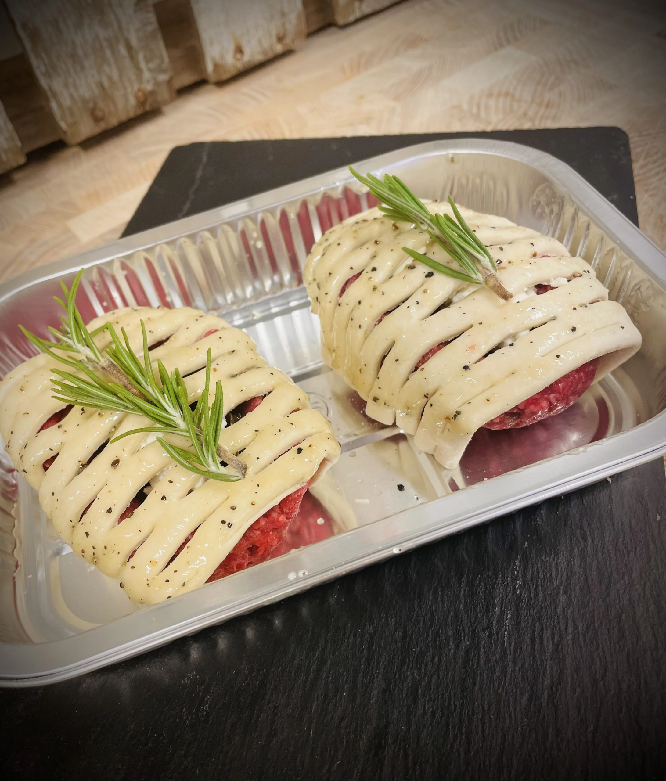 Beef, Goats Cheese & Red Onion Marmalade Tartlets